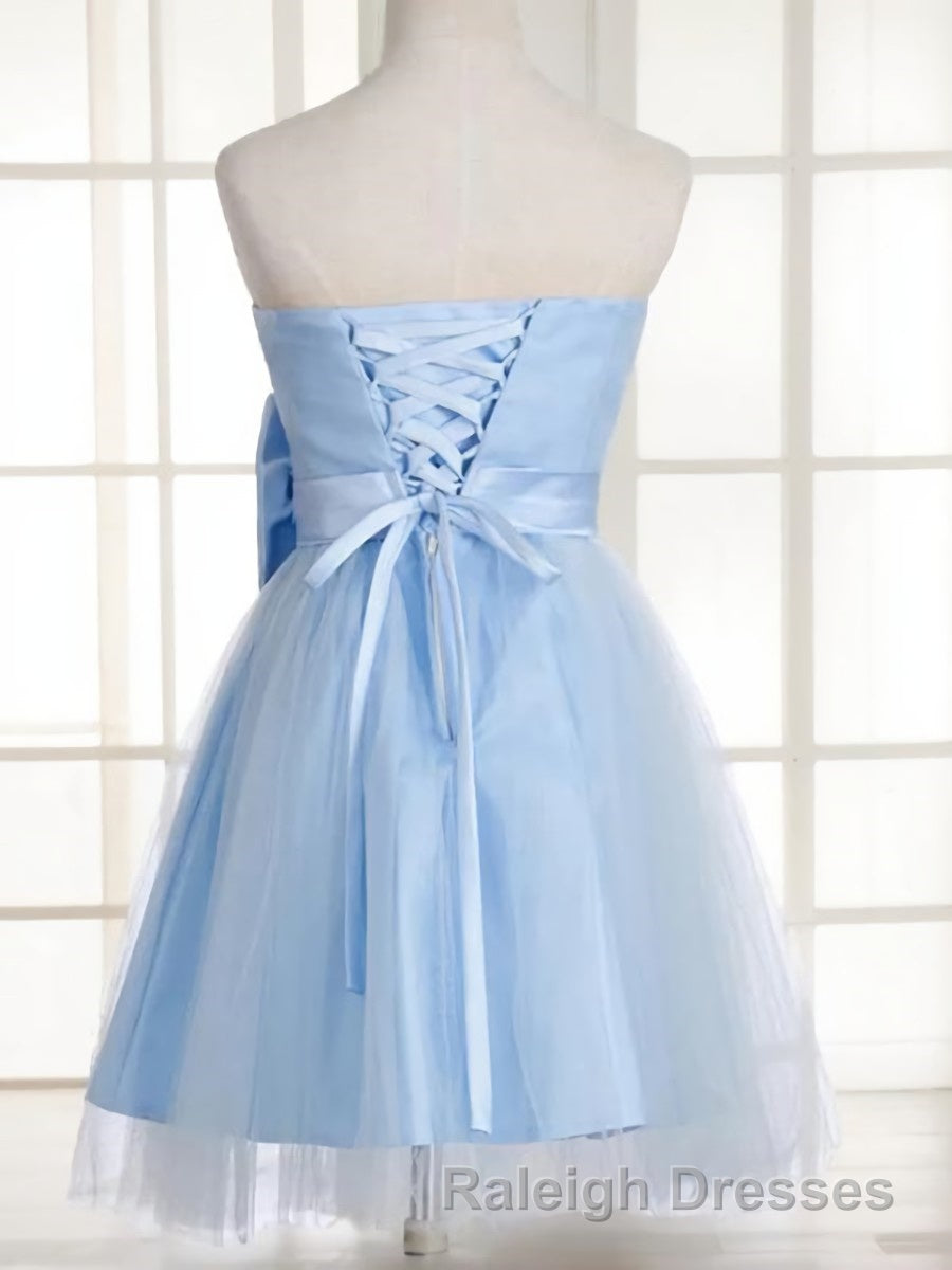 A-Line/Princess Strapless Short/Mini Tulle Homecoming Dresses With Bow Secondary image
