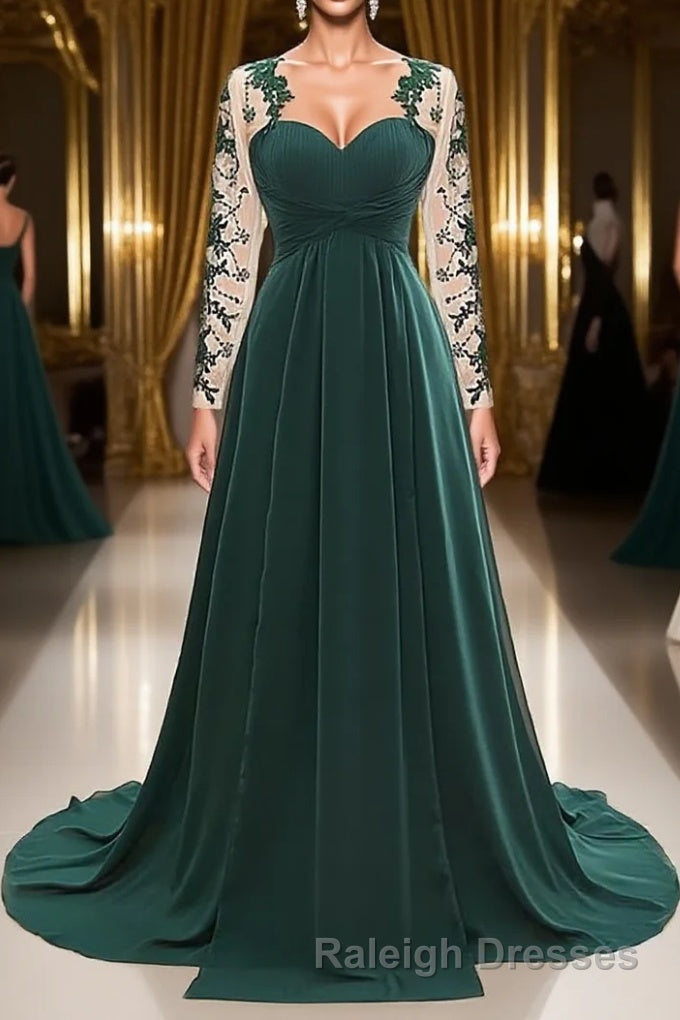 A-Line/Princess Sweetheart Sweep Train Chiffon Mother of the Bride Dresses With Appliques Lace Main image