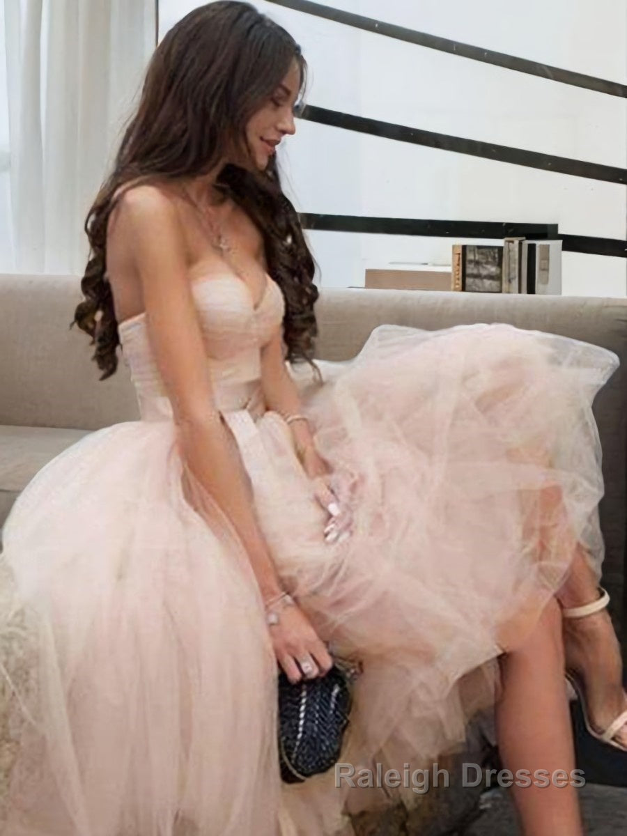 A Line Sweetheart Tea-Length Tulle Homecoming Dresses With Belt/Sash
