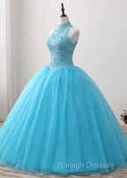 A-line Tulle Appliques Lace Prom Dress With Beading