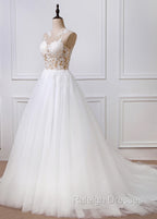 A-Line/Princess  Tulle  Appliques Lace Wedding Dresses