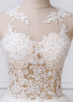 A-line Tulle Appliques Lace Wedding Dresses