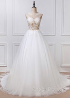 A-Line/Princess  Tulle  Appliques Lace Wedding Dresses