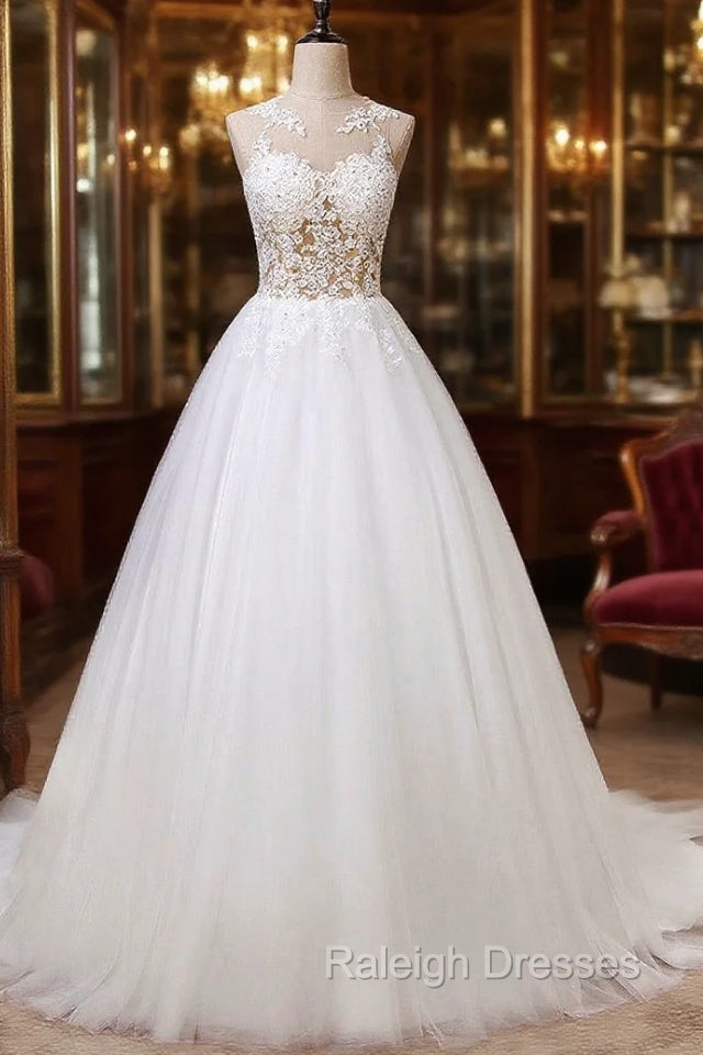 A-Line/Princess  Tulle  Appliques Lace Wedding Dresses Main image