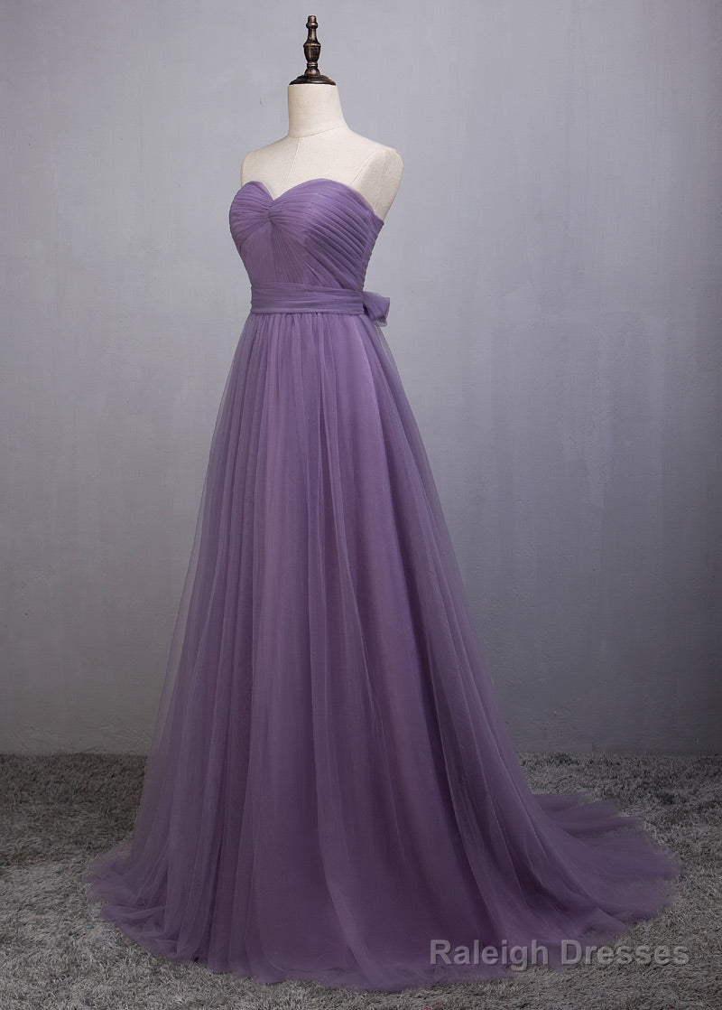 A-Line/Princess Tulle Sleeveless Bow(S) Bridesmaids Dress