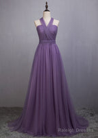 A-Line/Princess Tulle Sleeveless Bow(S) Bridesmaids Dresses