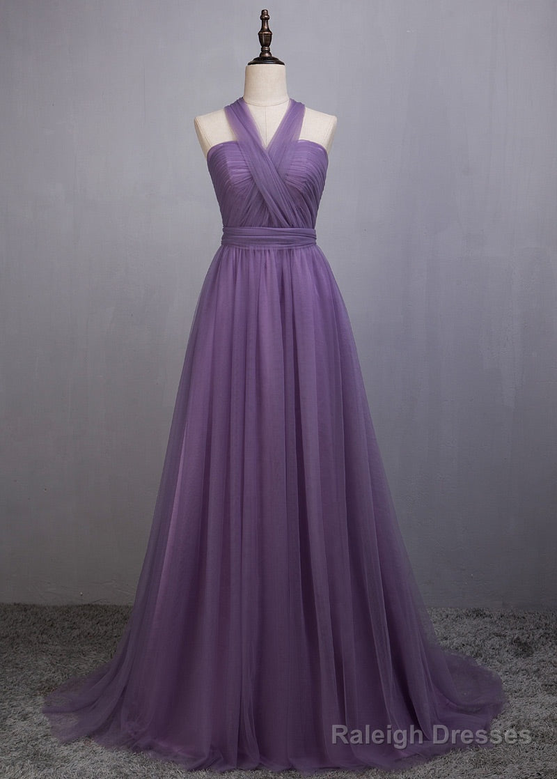 A-Line/Princess Tulle Sleeveless Bow(S) Bridesmaids Dress