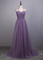 A-Line/Princess Tulle Sleeveless Bow(S) Bridesmaids Dress