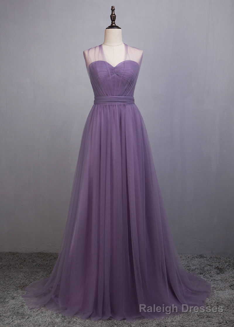 A-Line/Princess Tulle Sleeveless Bow(S) Bridesmaids Dress