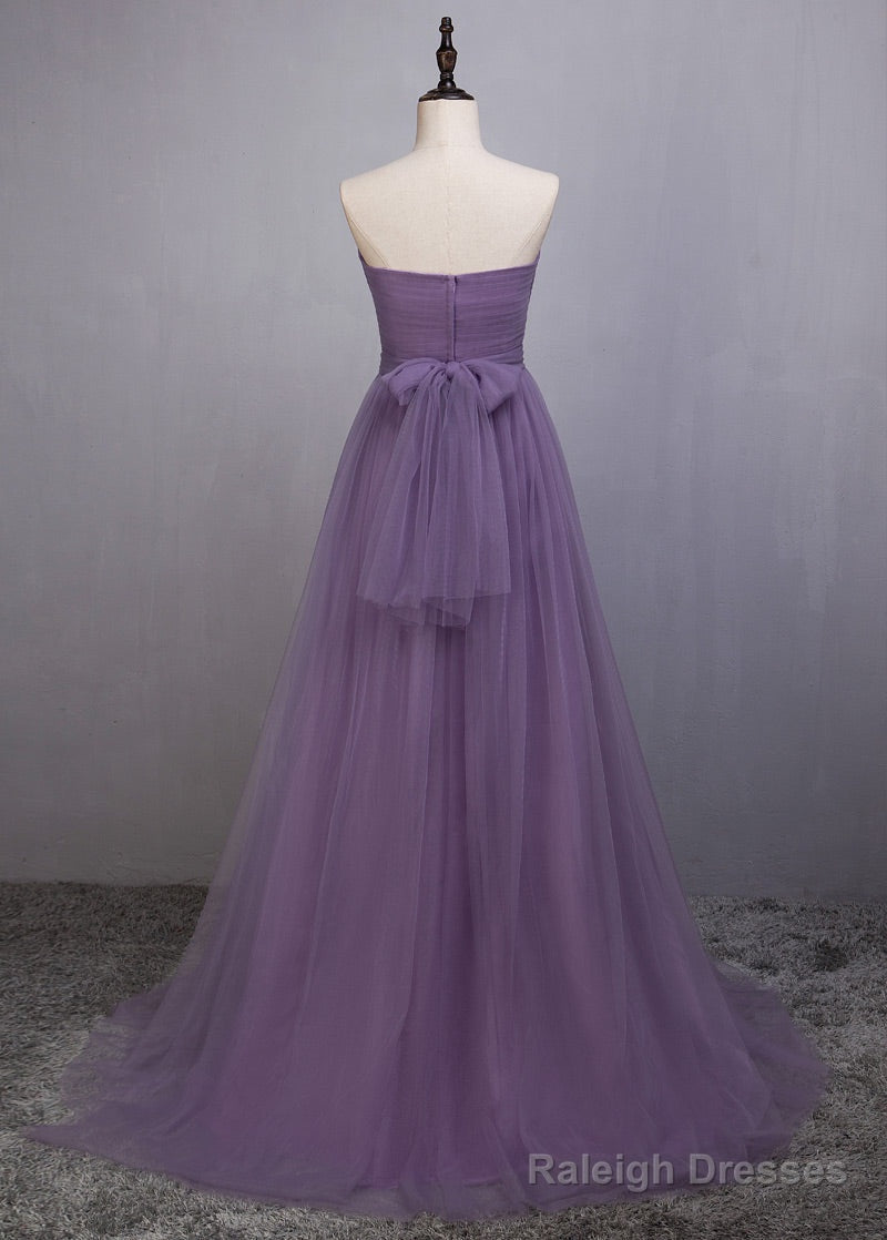 A-Line/Princess Tulle Sleeveless Bow(S) Bridesmaids Dress