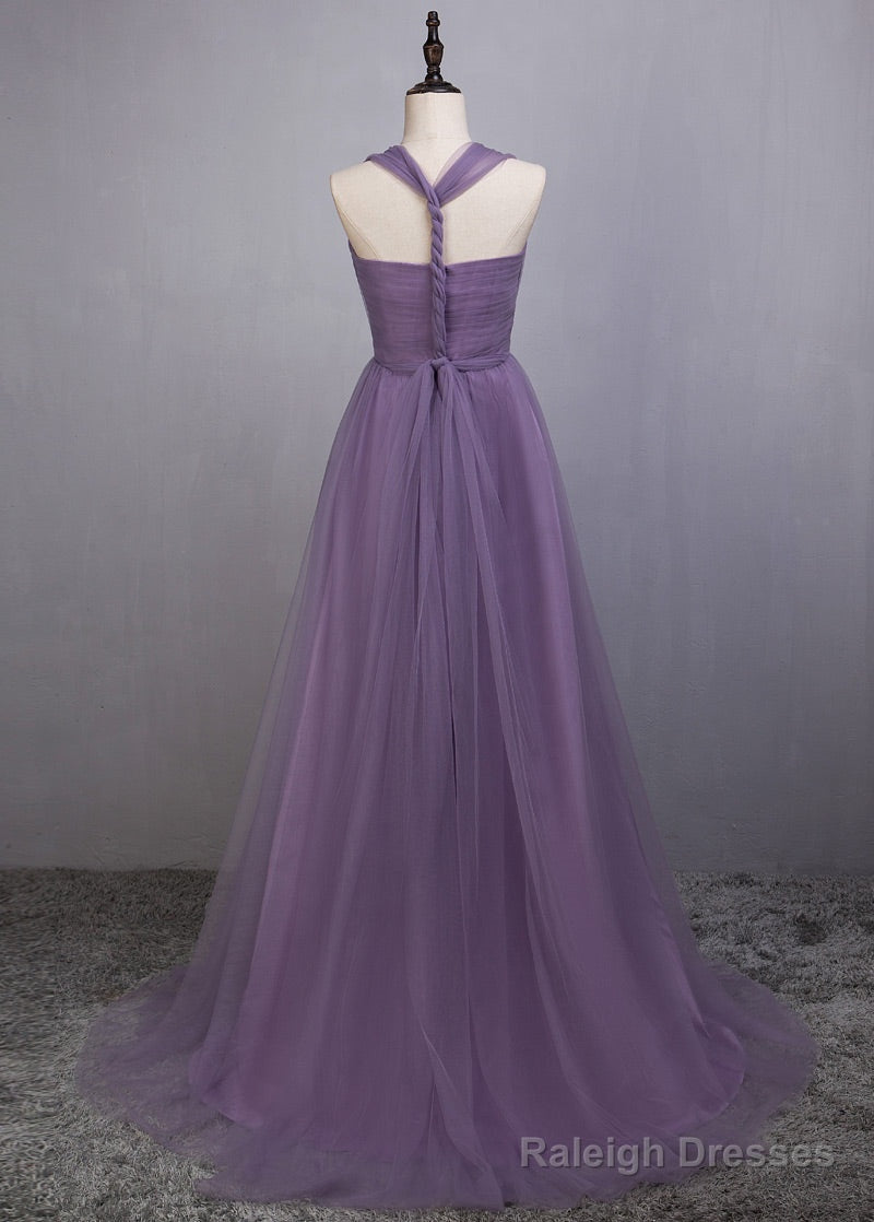 A-Line/Princess Tulle Sleeveless Bow(S) Bridesmaids Dress