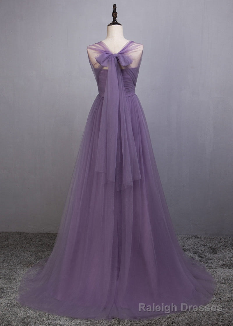 A-Line/Princess Tulle Sleeveless Bow(S) Bridesmaids Dress