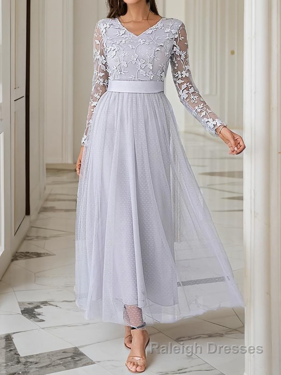 A-Line/Princess V-neck Ankle-Length Tulle Mother of the Bride Dresses With Belt Main image
