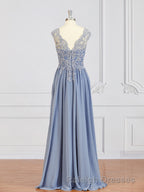A-Line/Princess V-neck Floor-Length Chiffon Mother of the Bride Dresses With Appliques Lace