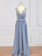 A-Line/Princess V-neck Floor-Length Chiffon Mother of the Bride Dresses With Appliques Lace