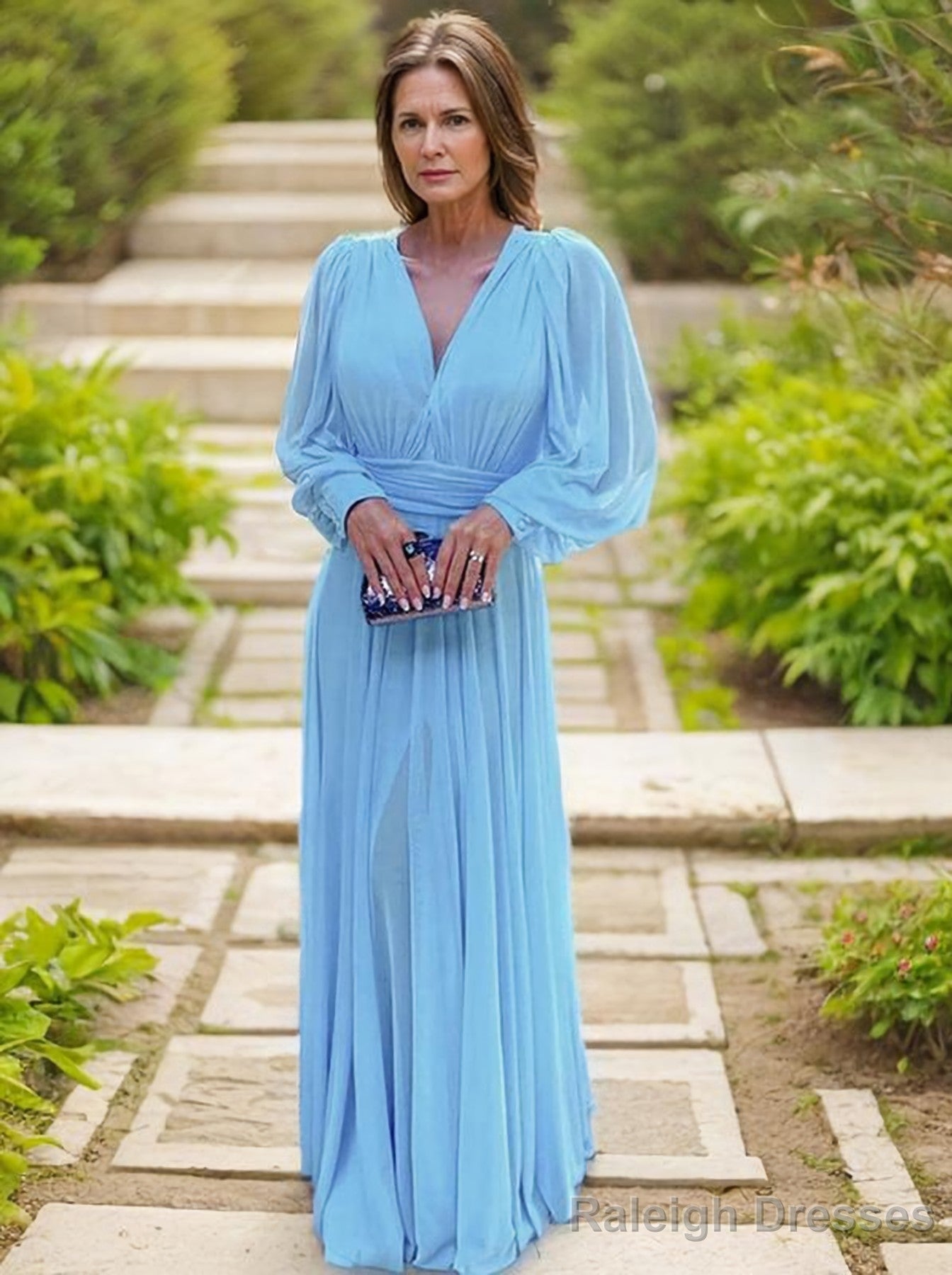 A-Line/Princess V-neck Floor-Length Chiffon Mother of the Bride Dresses With Ruffles Main image