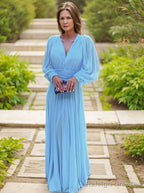 A-Line/Princess V-neck Floor-Length Chiffon Mother of the Bride Dresses With Ruffles