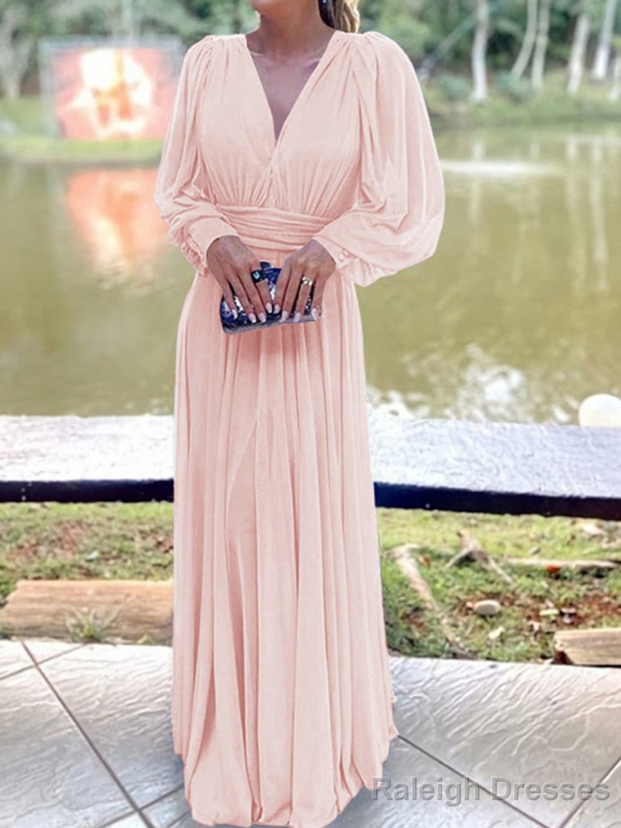 A-Line/Princess V-neck Floor-Length Chiffon Mother of the Bride Dresses With Ruffles
