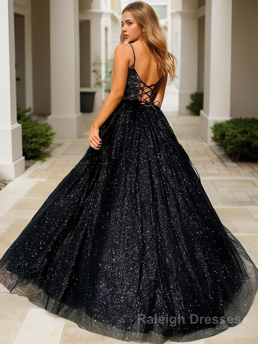 A-Line/Princess V-neck Floor-Length Prom Dresses Secondary image