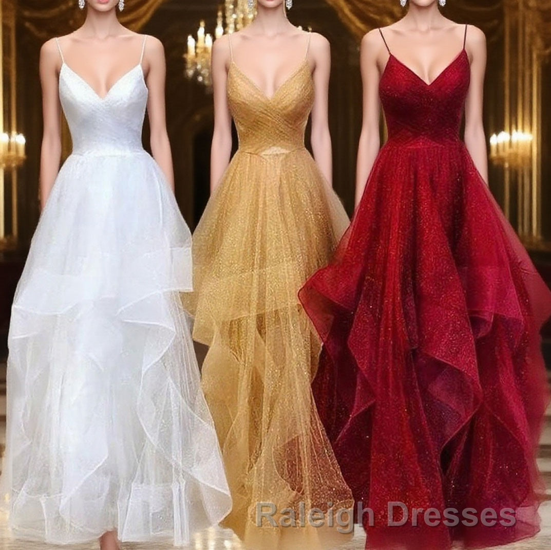 A-Line/Princess V-neck Floor-Length Prom Dresses Main image