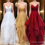 A-Line/Princess V-neck Floor-Length Prom Dresses