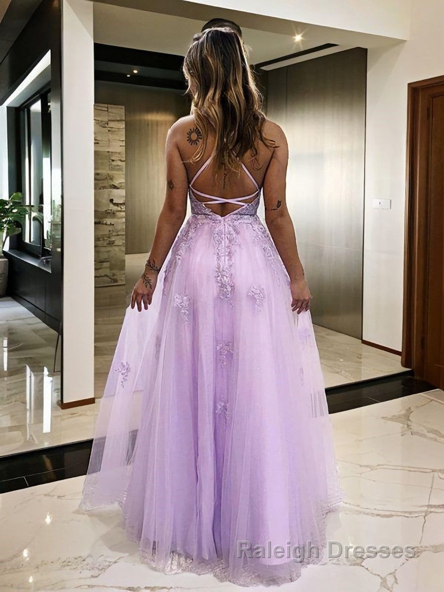 Princess V-Neck Floor-length Tulle Prom Dresses Blushing Pink Plus Size