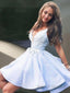 A Line V Neck Short Mini Satin Homecoming Dresses