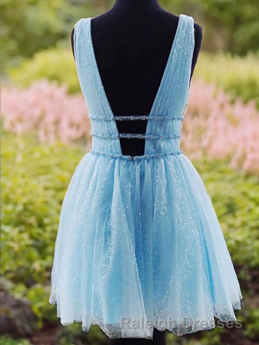 A-Line/Princess V-neck Short/Mini Tulle Homecoming Dresses Secondary image