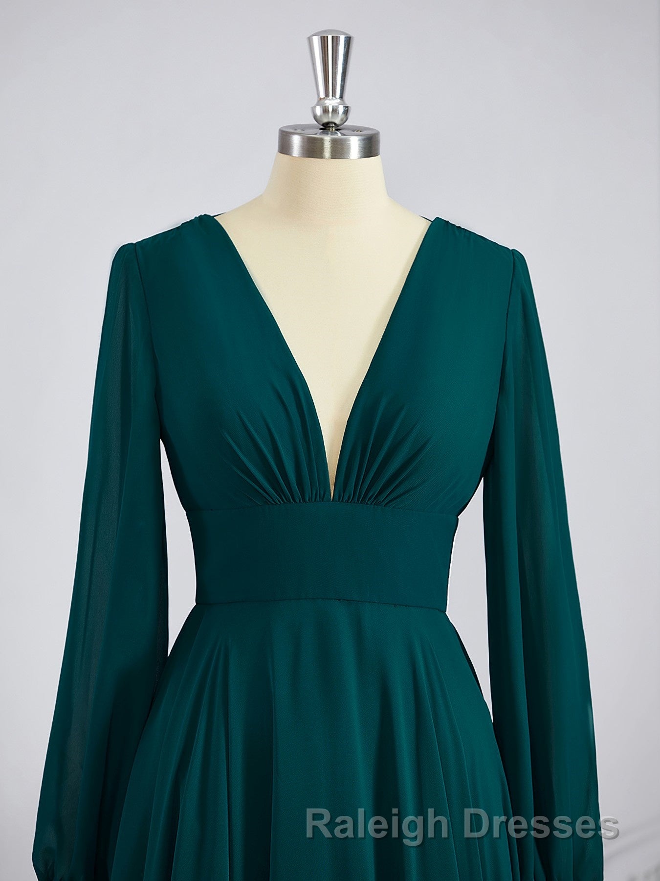 A Line V Neck Sweep Train Chiffon Bridesmaid Dress Secondary image