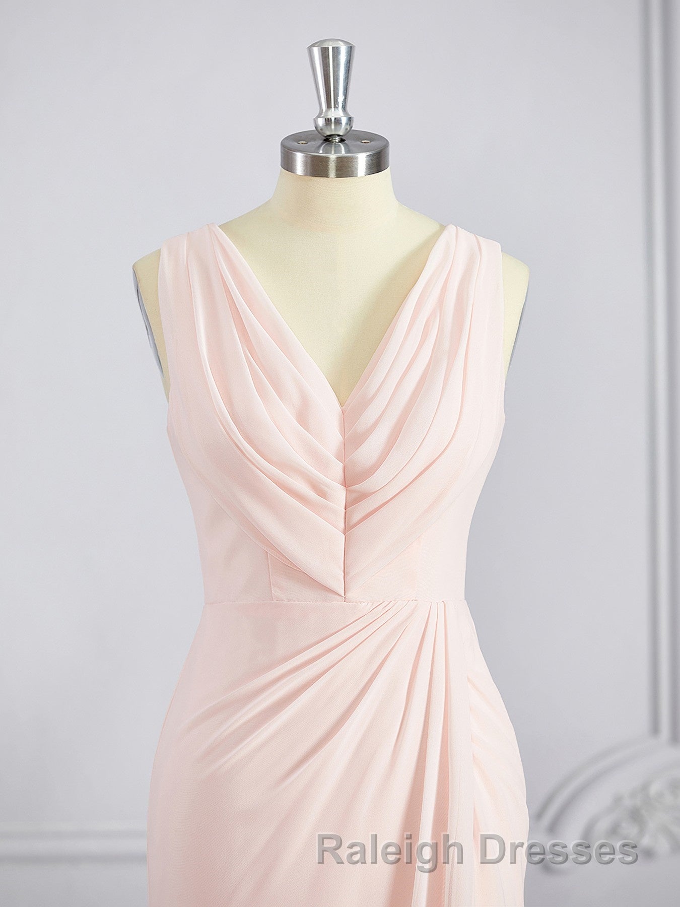 A-Line/Princess V-neck Sweep Train Chiffon Bridesmaid Dresses Secondary image