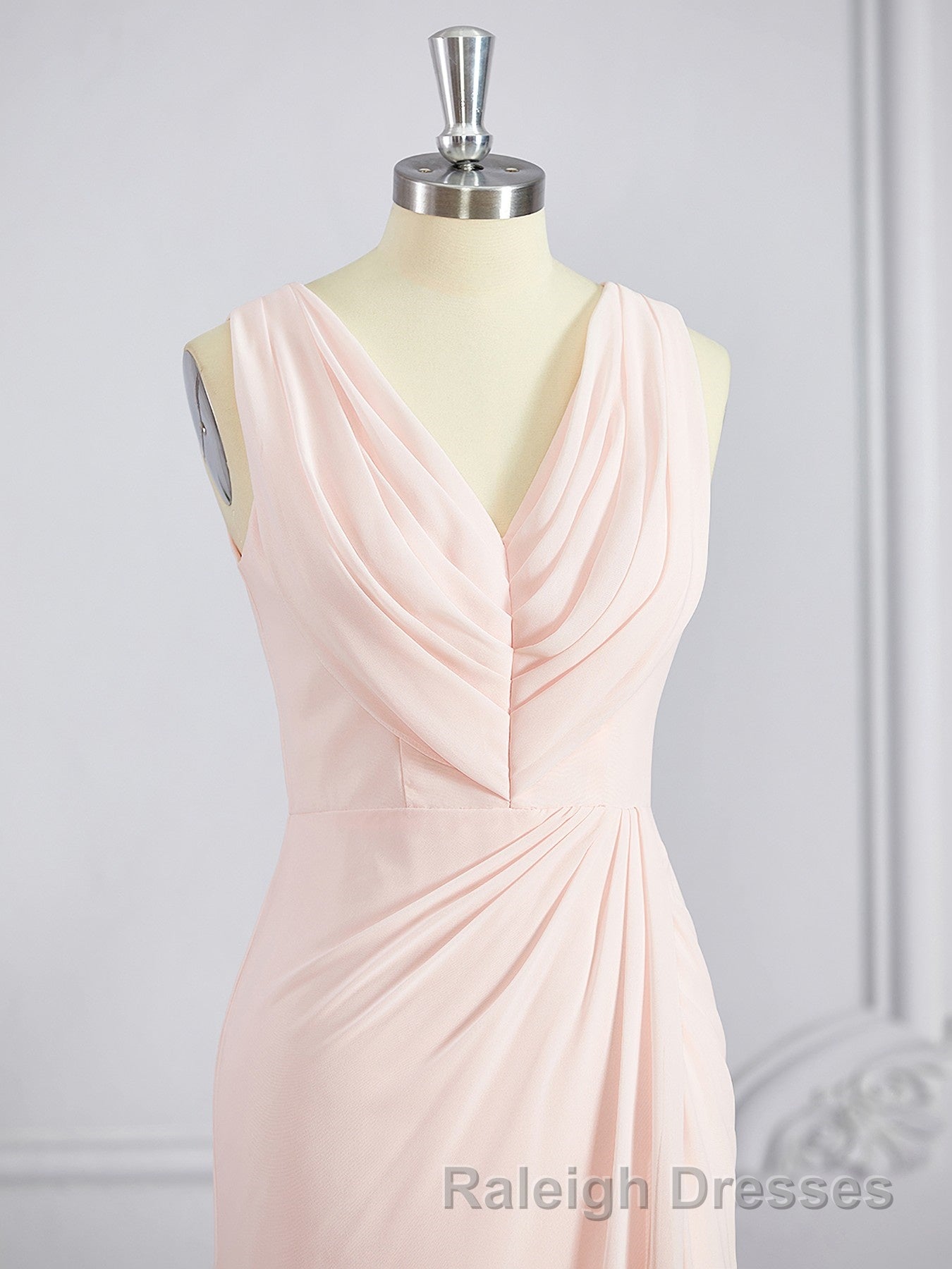 A-Line/Princess V-neck Sweep Train Chiffon Bridesmaid Dresses