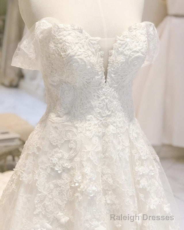 A-Line /Princess Wedding Dresses Lace Embroidery Off Shoulder Secondary image