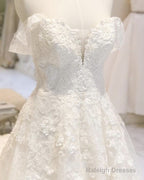 A-Line /Princess Wedding Dresses Lace Embroidery Off Shoulder