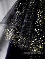 A-Line Prom Dresses Black Dress Dress Formal Birthday Floor Length Sleeveless Strapless Tulle With Ruched Sequin