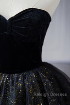 A-Line Prom Dresses Black Dress Dress Formal Birthday Floor Length Sleeveless Strapless Tulle With Ruched Sequin