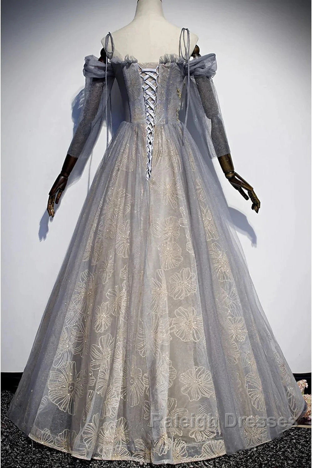 A-Line Prom Dresses Dress Wedding Floor Length Strap Tulle With Sequin Embroidery Secondary image