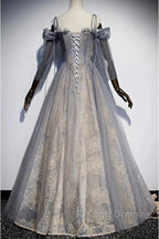 A-Line Prom Dresses Dress Wedding Floor Length Strap Tulle With Sequin Embroidery