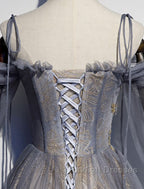 A-Line Prom Dress Dresses Wedding Floor Length Strap Tulle With Sequin Embroidery