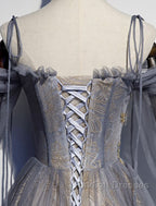 A-Line Prom Dresses Dress Wedding Floor Length Strap Tulle With Sequin Embroidery