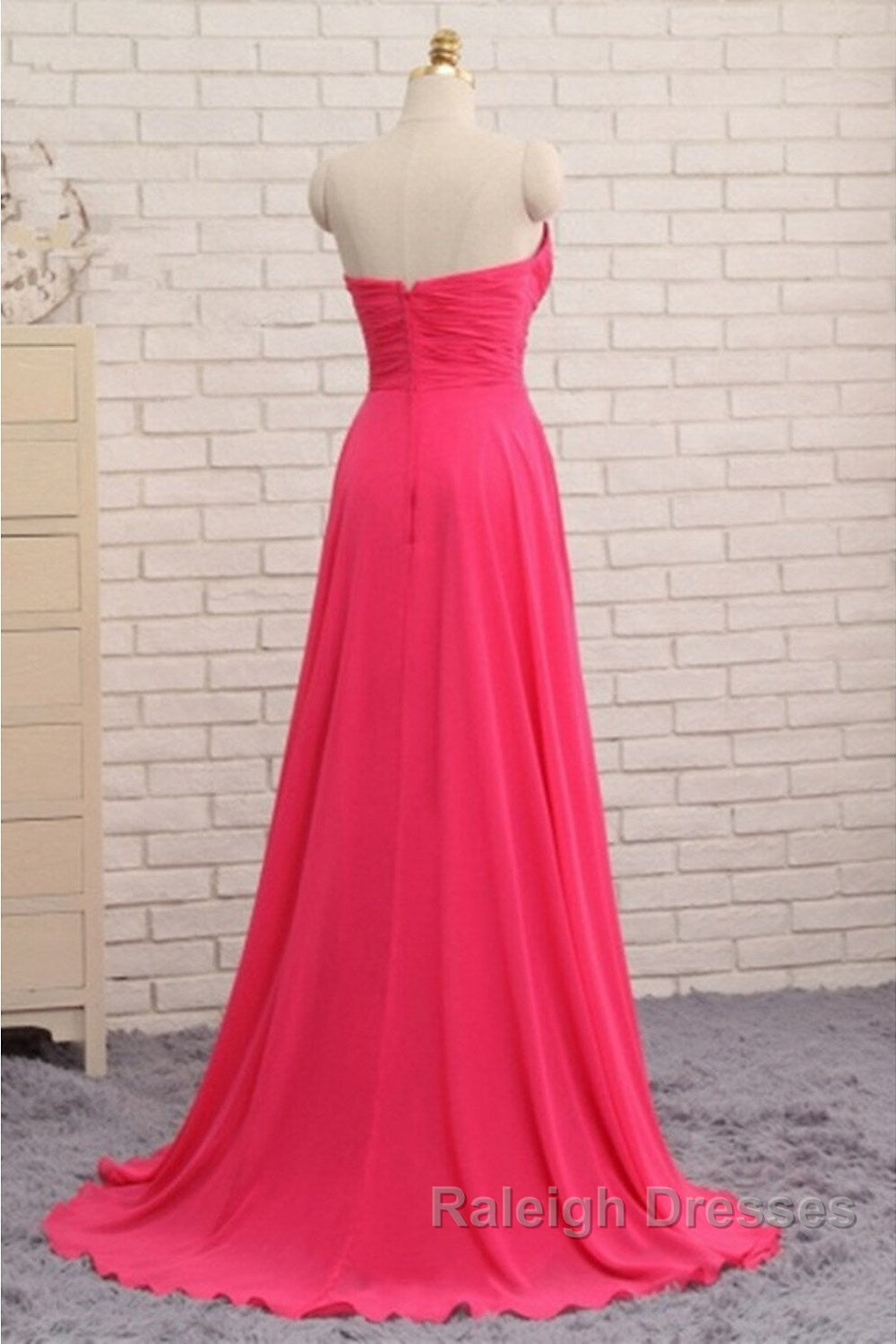 A-Line Prom Dresses Elegant Dress Formal Asymmetrical Sleeveless Strapless Chiffon Backless With Rhinestone Ruched Ruffles Secondary image