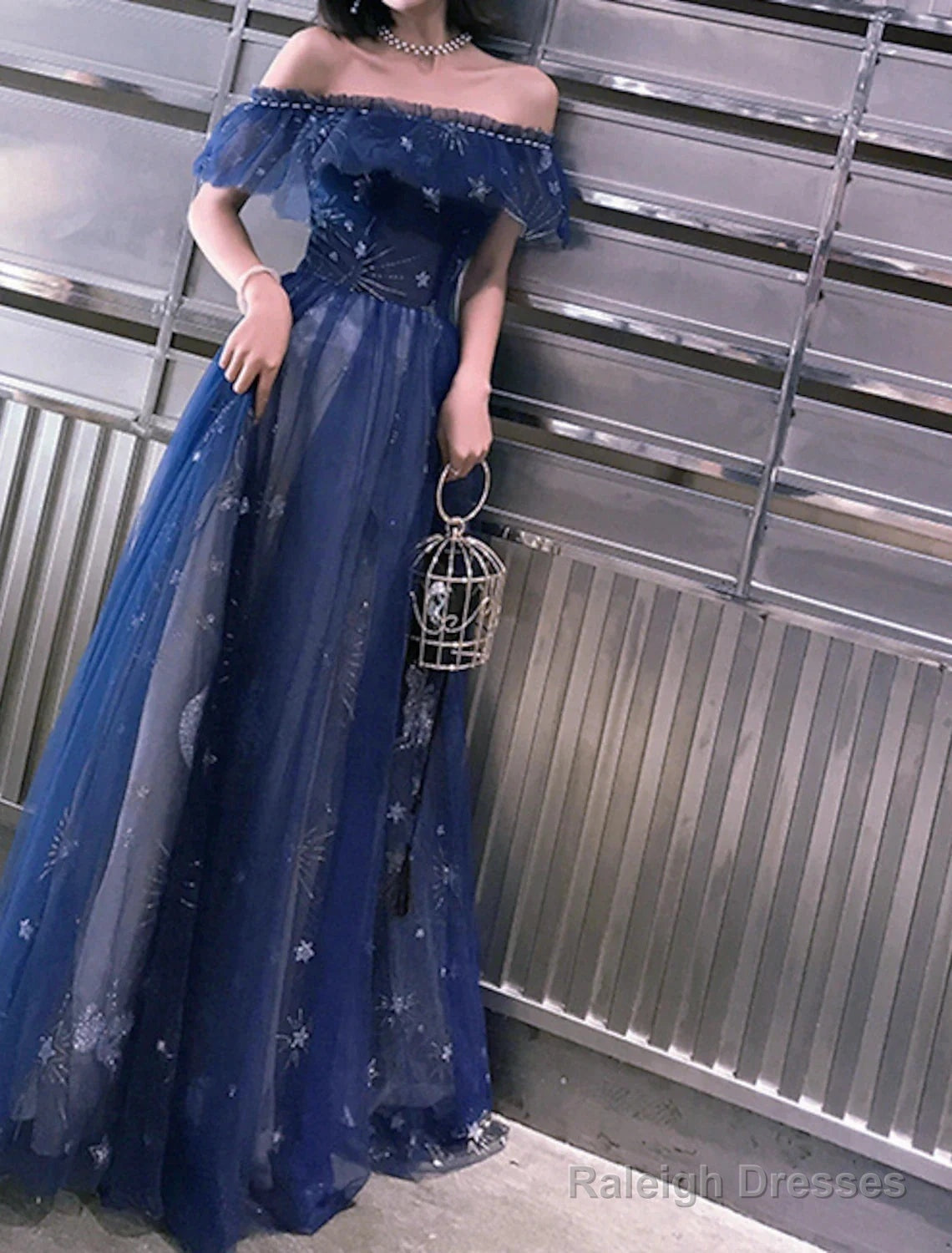 A-Line Prom Dress Elegant Dresses Wedding Guest Prom Wear Floor Length Short Sleeve Off Shoulder Tulle With Embroidery Tiered Dresses To Impress Secondary image