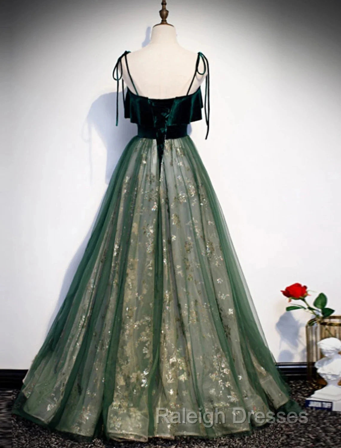 A-Line Prom Dresses Glittering Dress Wedding Guest Engagement Floor Length Sleeveless Spaghetti Strap Organza With Sequin