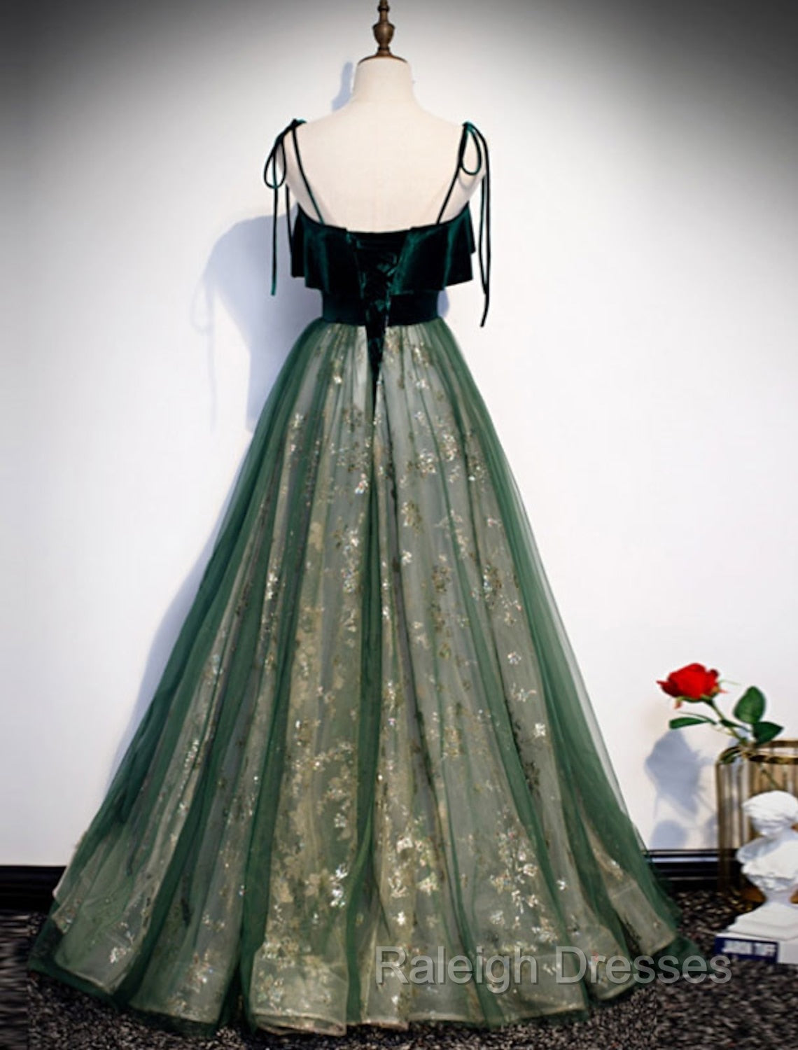 A Line Prom Dresses Glittering Dress Wedding Guest Engagement Floor Length Sleeveless Spaghetti Strap Organza with Sequin Masquerade Dress dress to impress Secondary image