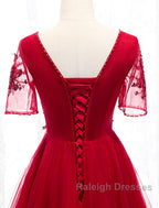 A-Line Prom Dresses Luxurious Dress Wedding Guest Formal Evening Floor Length Short Sleeve Spaghetti Strap Tulle