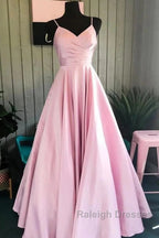 A-Line Prom Dresses Minimalist Dress Formal Wedding Guest Floor Length Sleeveless V Neck Bridesmaid Dress Stretch Satin Backless