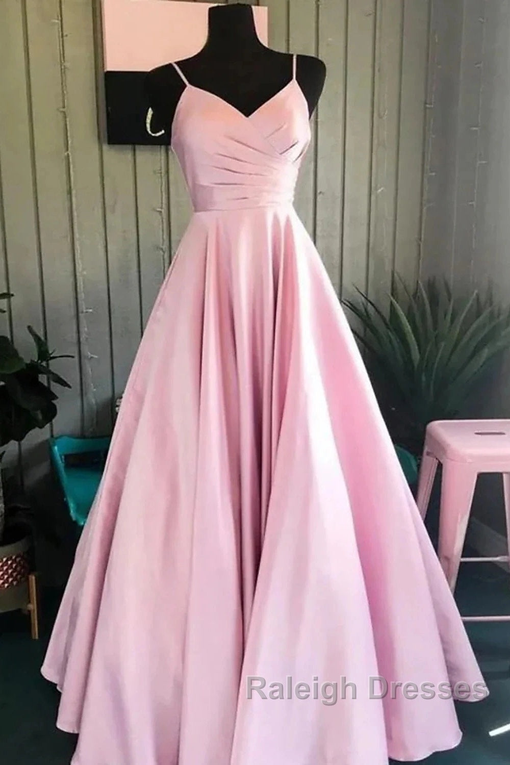 A-Line Prom Dresses Minimalist Dress Formal Wedding Guest Floor Length Sleeveless V Neck Bridesmaid Dress Stretch Satin Backless