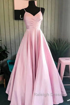 A-Line Prom Dress Minimalist Dresses Prom Wedding Guest Floor Length Sleeveless V Neck Bridesmaid Dresses Stretch Satin Backless