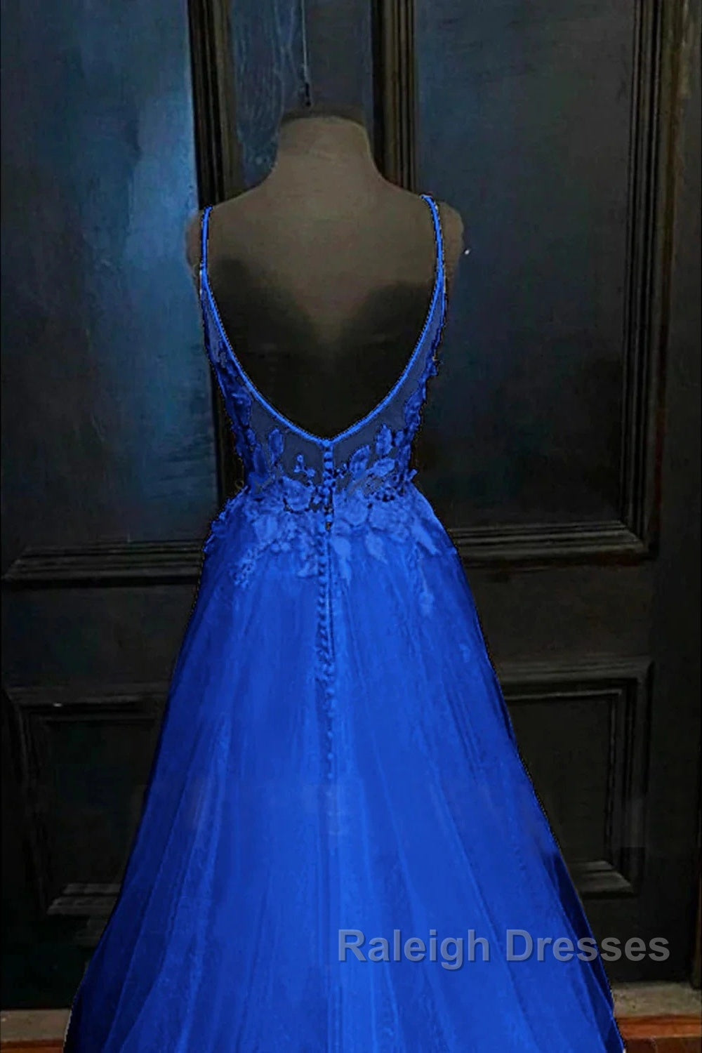A-Line Prom Dresses Open Back Dress Formal Prom Court Train Sleeveless V Neck Tulle Backless V Back With Beading Appliques