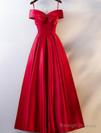 A-Line Prom Dress Open Back Dresses Wedding Guest Floor Length Short Sleeve Off Shoulder Satin With Ruched