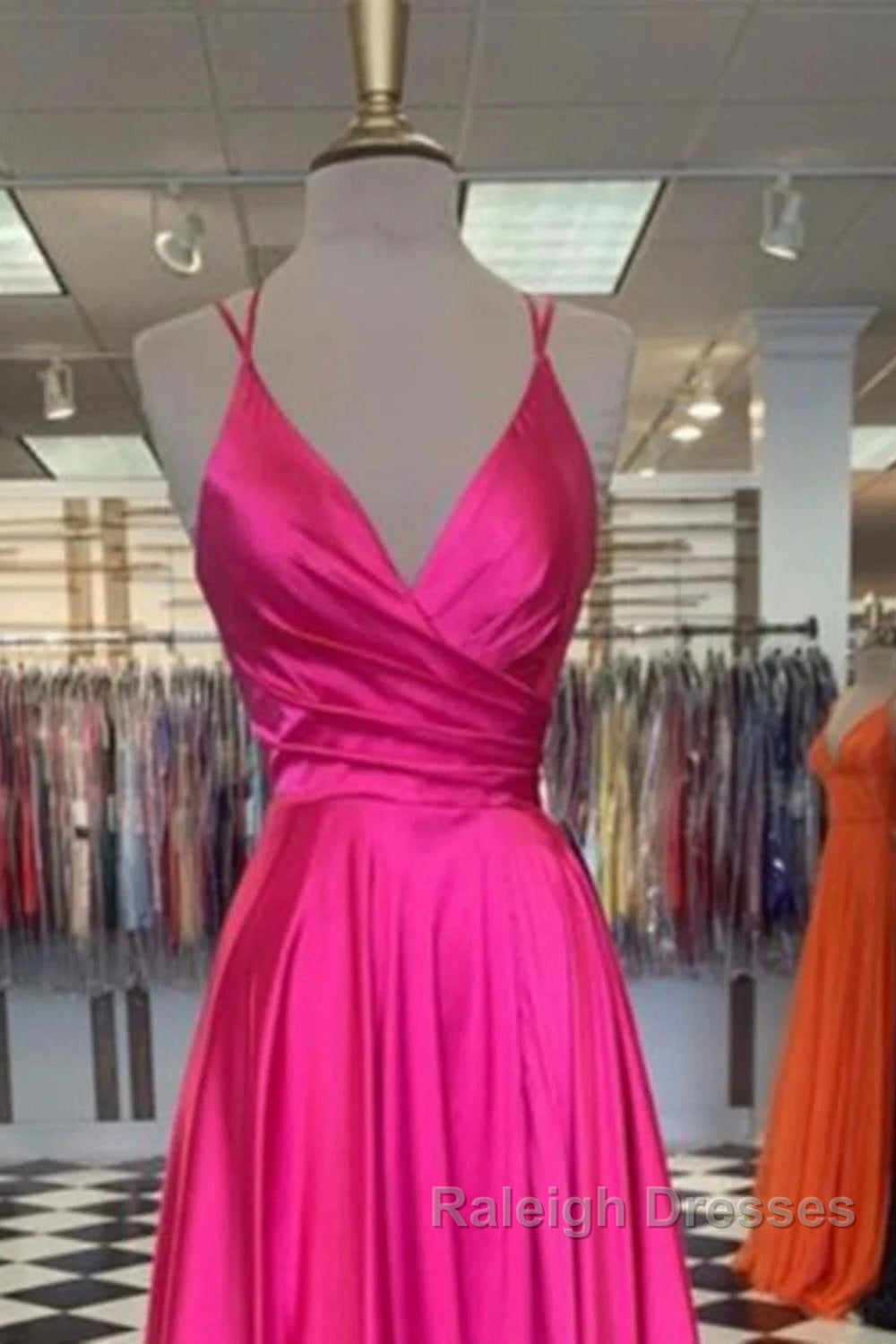 A-Line Prom Dress Dresses Prom Floor Length Sleeveless Spaghetti Strap Bridesmaid Dresses Charmeuse With Slit Secondary image